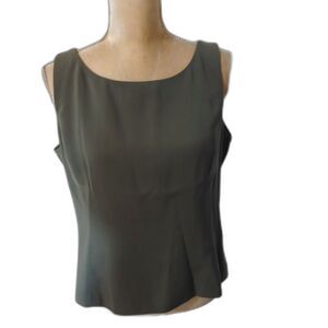 Vintage Amanda Smith sage green sleeveless top fitted side zip sz 12 great suit